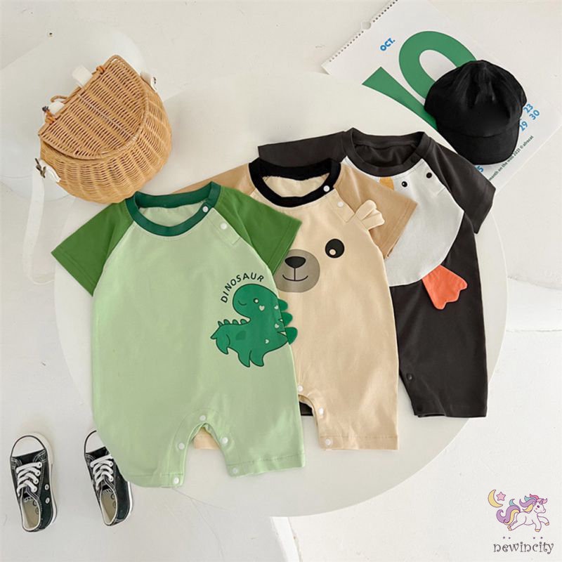 Bộ Áo Liền Quần In Họa Tiết Hoạt Hình Phong Cách Hàn Quốc Cho Bé