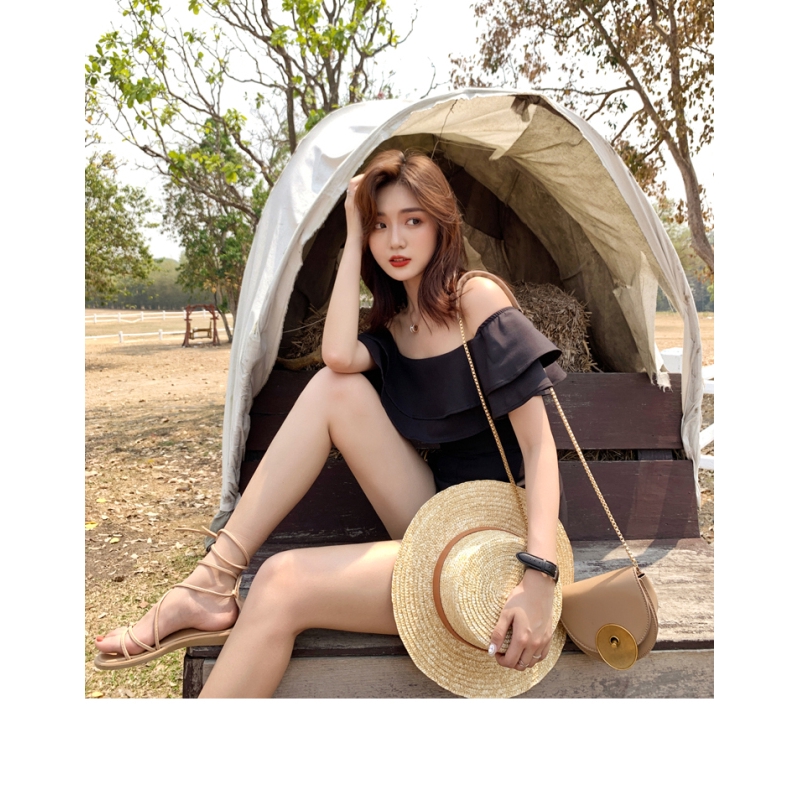 Bộ Áo Liền Quần Trễ Vai Dáng Rộng Eo Cao Quyến Rũ Trẻ Trung Cho Bạn Gái | BigBuy360 - bigbuy360.vn