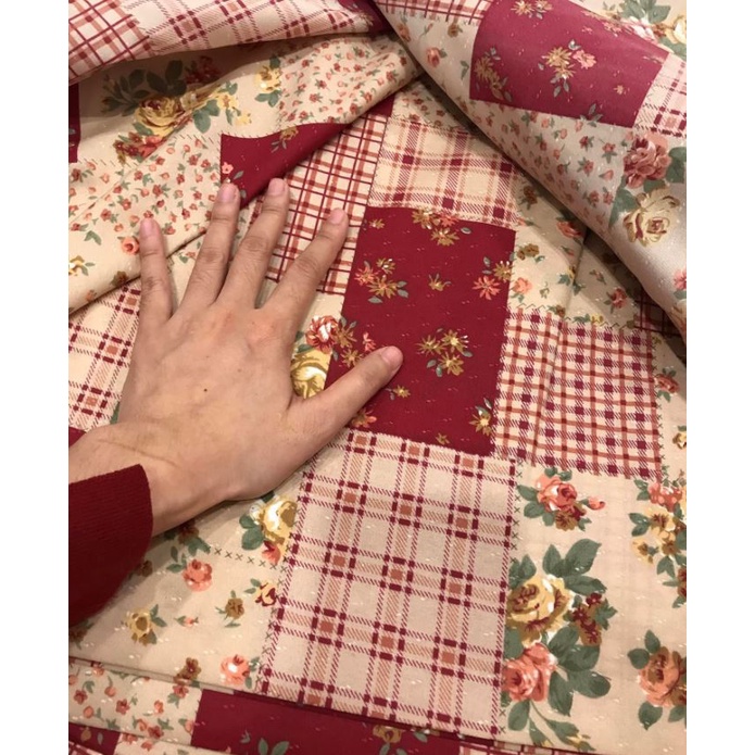Vải quilt chất thô poly họa tiết vintage dùng may đồ, làm khăn chải bàn, may phối họa tiết