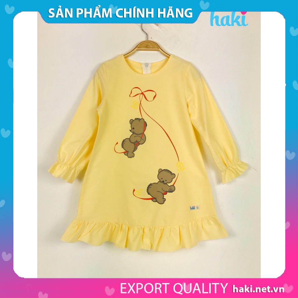 Váy suông chữ A in gấu HAKI (hồng, xanh, vàng)- HK499