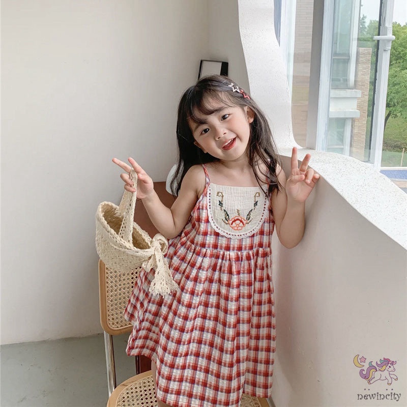 Đầm Bé Gái Thêu Hoa Phong Cách Hàn Quốc