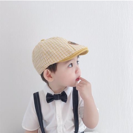 Mũ Beret Kẻ Tag Tròn Thiết Kế Xinh Xắn Hợp Thời Trang Dành Cho Bé