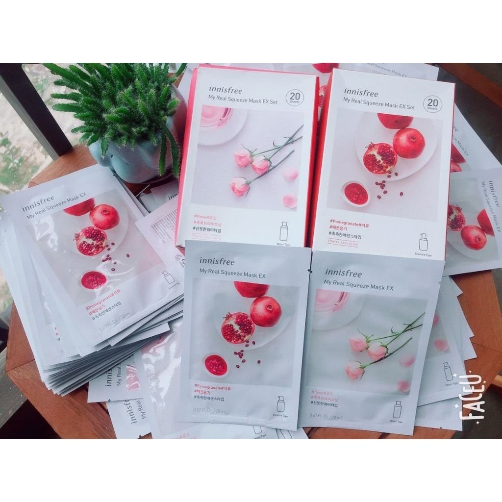 Mặt nạ giấy innisfree {𝑪𝑨𝑴 𝑲𝑬̂́𝑻 𝑪𝑯𝑰́𝑵𝑯 𝑯𝑨̃𝑵𝑮} mặt nạ giấy innisfree My real Squeeze Mask Ex set 20ml