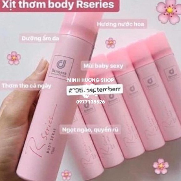 Xịt Thơm body RSERIES hàng chuẩn 🌸 LƯU HƯƠNG 24H 🌸 hương hoa hồng nhẹ nhàng quyến rũ