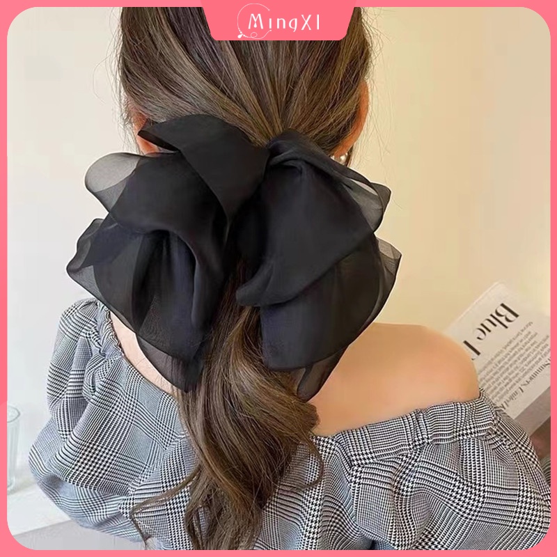 Kẹp Tóc Đính Nơ Vải Chiffon Cỡ Lớn Thời Trang Hàn Quốc Cho Nữ