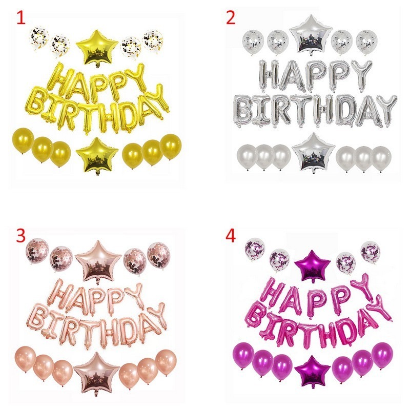 Set 25 Bong Bóng Latex Tráng Nhôm Hình Ngôi Sao Xinh Xắn Trang Trí Tiệc Sinh Nhật