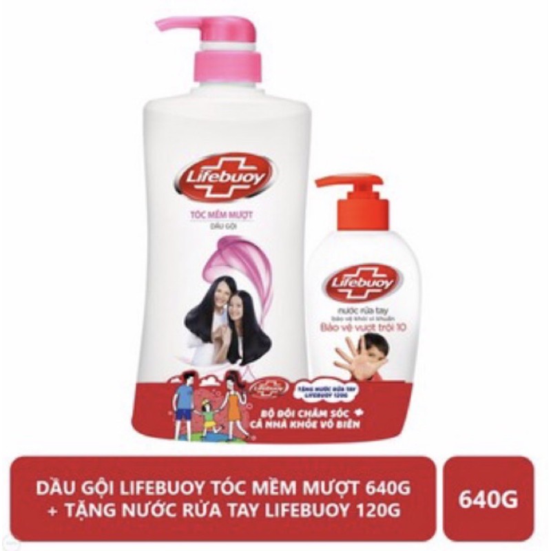 Dầu gội Lifebouy hồng tóc mềm mượt tặng kèm nước rửa tay