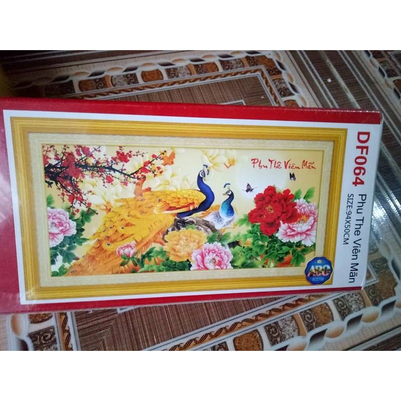 Tranh gắn đá phu thê viên mãn DF064-94x50cm