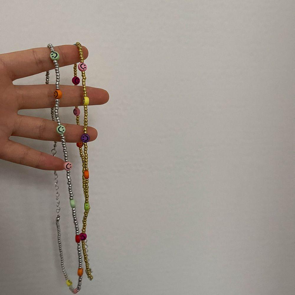 Vòng cổ Hạt Nhựa Y2K Mặt Cười Nhiều Màu Sắc Phong Cách Hip Hop Hàn Quốc VANES1