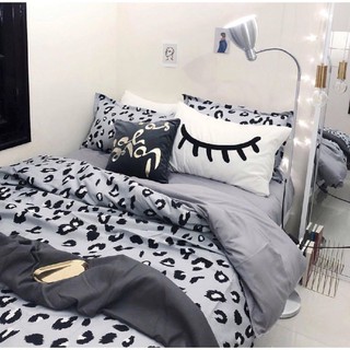 Bộ chăn ga gối cotton poly mẫu da báo