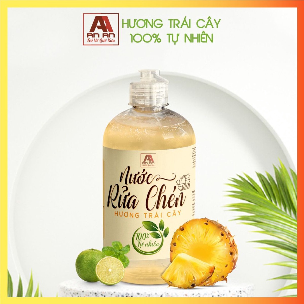 Nước rửa chén, nước rửa bát Sạch hữu cơ Bồ Hòn An An 500ml, không hóa chất an toàn với mọi da tay, đã được kiểm định