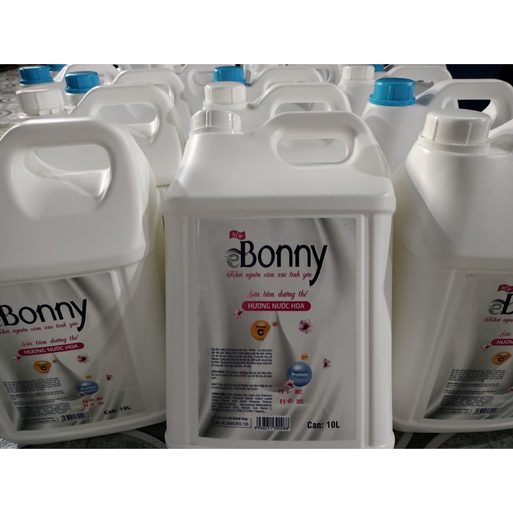 Sữa tắm can Bonny hương nước hoa thơm lâu, sữa tắm giá rẻ cho khách sạn, nhà nghỉ, hộ gia đình, Can 10 Lít