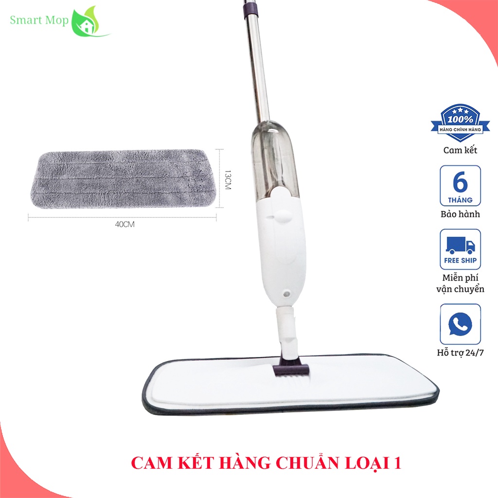 Cây Lau Nhà Phun Sương Tay Cầm Cán Dài Bằng iNox Chắc Chắn Đầu Xoay 360 Độ Tiện Dụng, Chổi Lau Nhà Thông Minh - MOP PRO