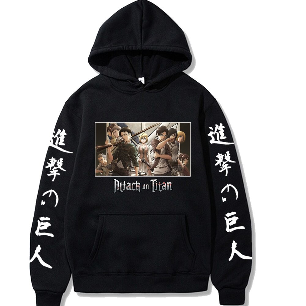 Áo Hoodie Anime Attack On Titan Levi màu đen được yêu thích nhất