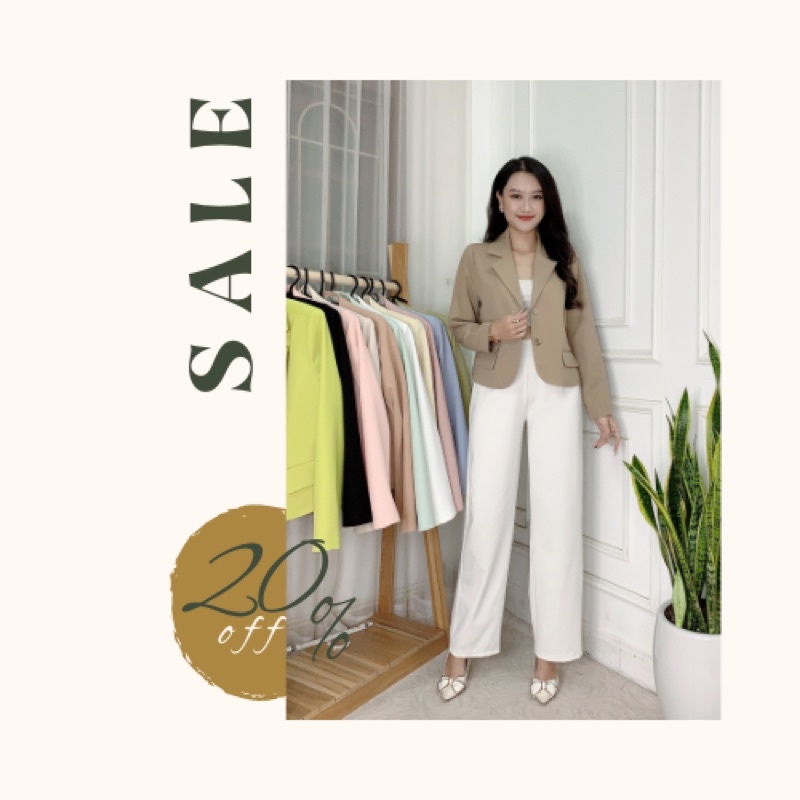 (1 lớp) Áo khoác BLAZER nữ dài tay thu - đông, dáng suông, ngắn - Premium |BLUE