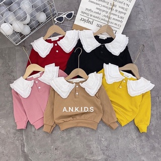 ÁO LEN BÉ GÁI CỔ BÈO CỰC XINH ❤️FREESHIP❤️A6214