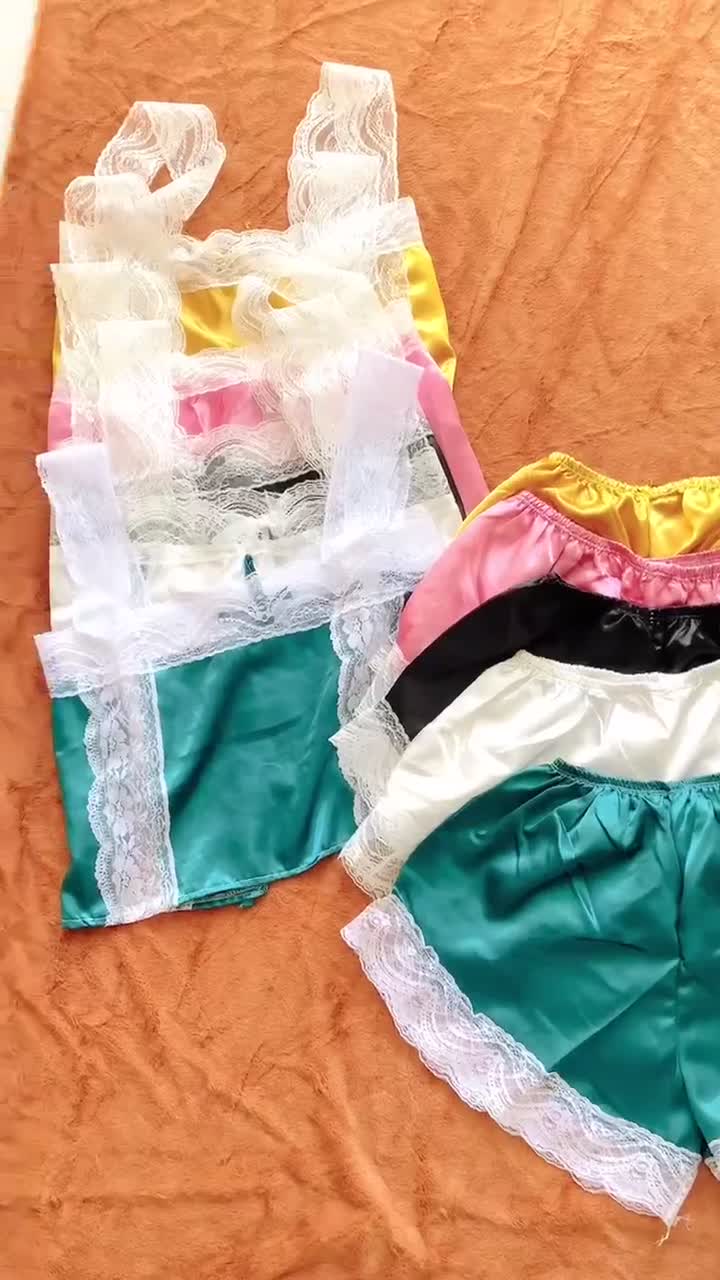 ĐỒ NGỦ  SEXY, 2 DÂY SEXY- PHỐI REN , VẢI SATIN, FREESIZE DƯỚI 55KG (tặng dây cột tóc) Đồ Ngủ sexy phối ren cực mát | BigBuy360 - bigbuy360.vn