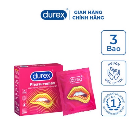 Bao Cao Su Durex Pleasuremax  Sale Sốc Gân Gai Hạt Nổi Toàn Thân - Hộp 3 BCS Tổng Kho BCS Hà Nội