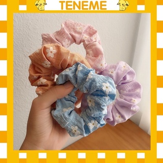 Dây chun buộc tóc vải scrunchies họa tiết hoa phong cách Nhật Hàn cực đẹp SC04