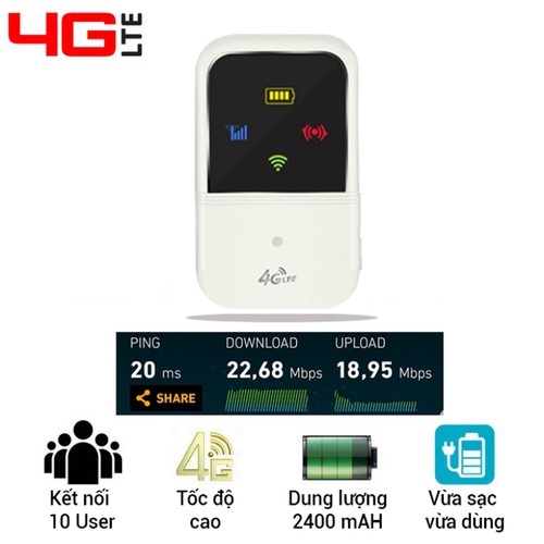 Bộ Phát Wifi Di Động 4G LTE ZTE A800 Model M80 có màn hình LED hiển thị thông minh, Hàng Chính Hãng Giá Siêu Rẻ