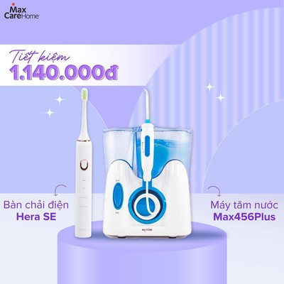 [COMBO GIẢM 1.140K] Máy tăm nước gia đình Maxcare + Bàn chải điện sạch sâu Maxcare Hera Whitening SE