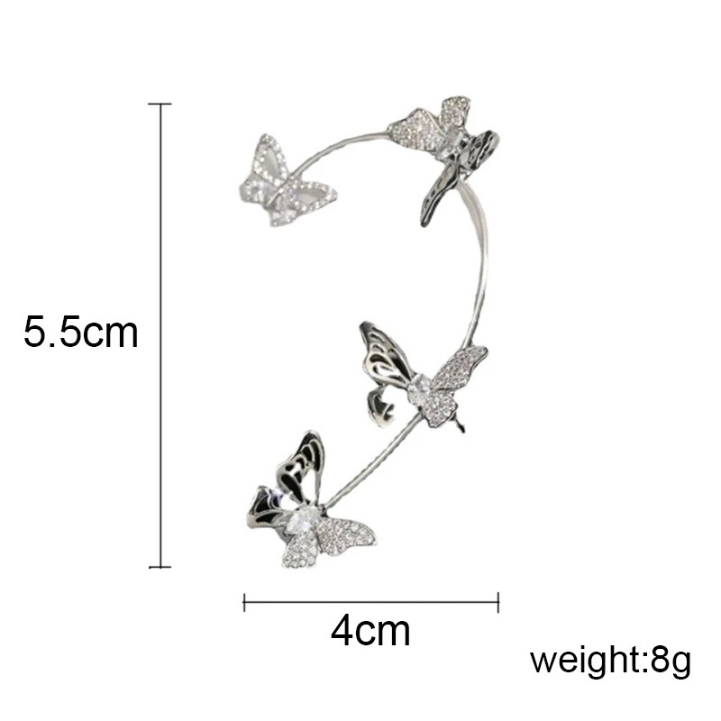 Khuyên Vành Tai Mạ Vàng/Bạc Hình Bướm Đính Đá Zircon Thời Trang Cho Nữ