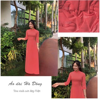 Áo dài trơn màu hồng đỗ