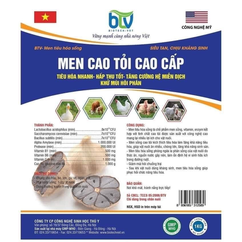 Men Cao Tỏi cao Cấp Tiêu Hoá Nhanh Hấp Thu Tốt Tăng Cường Miễn Dịch Khử Mùi Hôi Phân Chuồng Trại