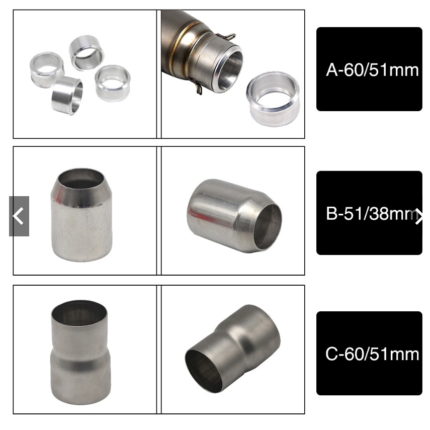 Universal Motorcycle Exhaust Echappement Moto Exhaust Pipe Adapters 38-51mm 51-60mm 61-51mm Pipe Ada