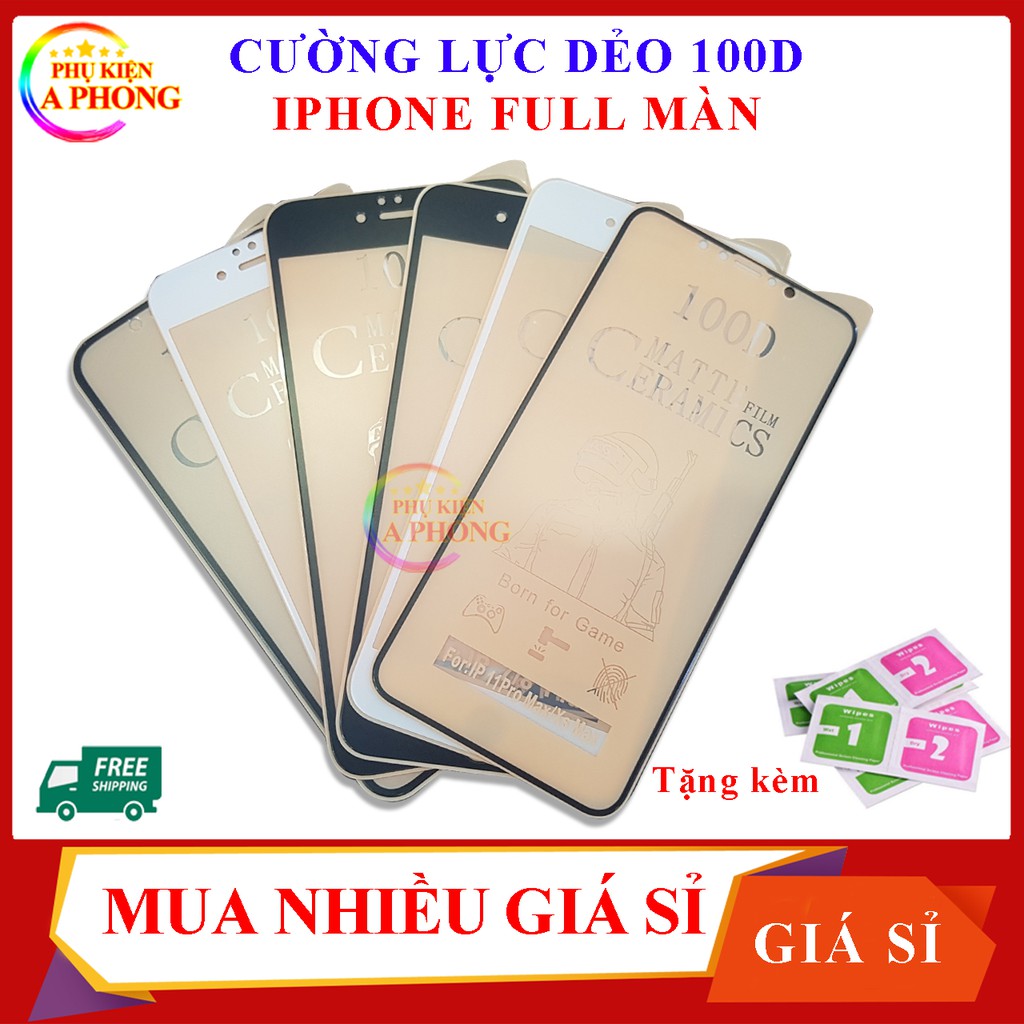 [Mua 5 cái Giá Sỉ] Cường lực dẻo Iphone 6,6s, 6 plus,7,8 Plus,X, Xs, Xr, Xs Max, 11 Pro, 11 Pro Max, Chống vân tay 100D