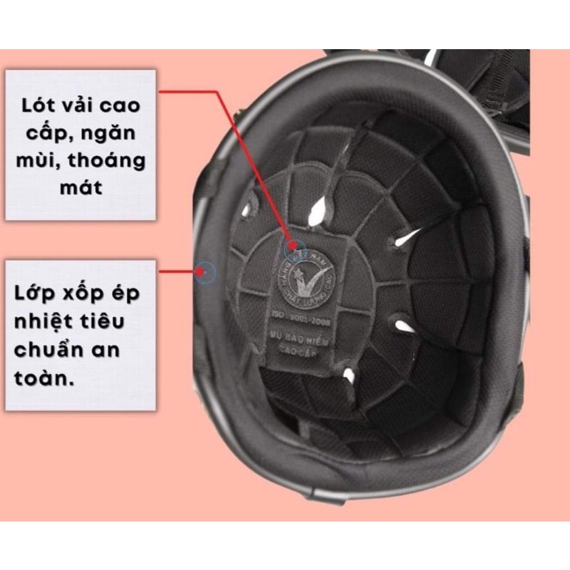 [Hình thật 100%] Nón bảo hiểm nửa đầu 1/2 kèm kính cao cấp hàng chính hãng tặng kèm lưỡi nón