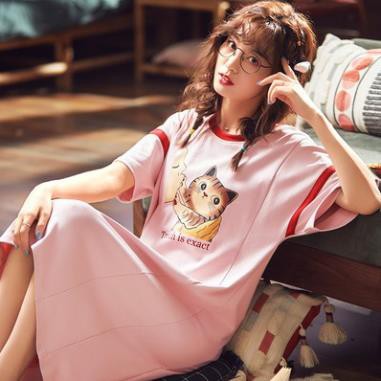 Váy Ngủ, Váy Đầm Mặc Nhà Dáng Suông Cotton Mùa Hè Rộng Rãi Thoáng Mát - Phong Cách Hàn Quốc V021  ྇