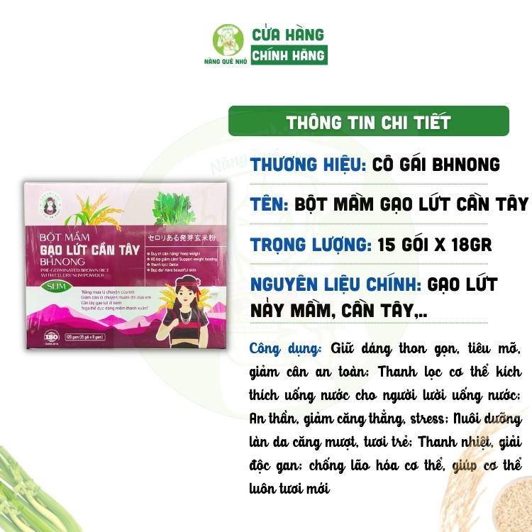 Bột Gạo Lứt Cần Tây Nguyên Chất Cô Gái Bhnong, Bột Gạo Lứt Giảm Cân Thanh Lọc Cơ Thể Đẹp Da Eatclean
