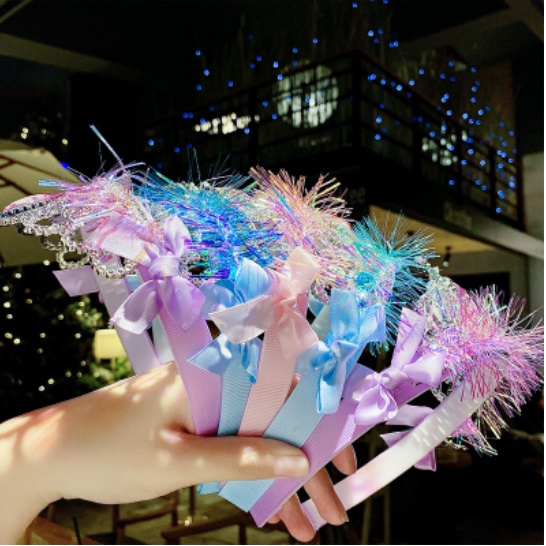 Đồ hóa trang Bờm phát sáng Cài tóc ELSA, Bạch Tuyết Băng đô công chúa có đèn nhấp nháy cho bé gái