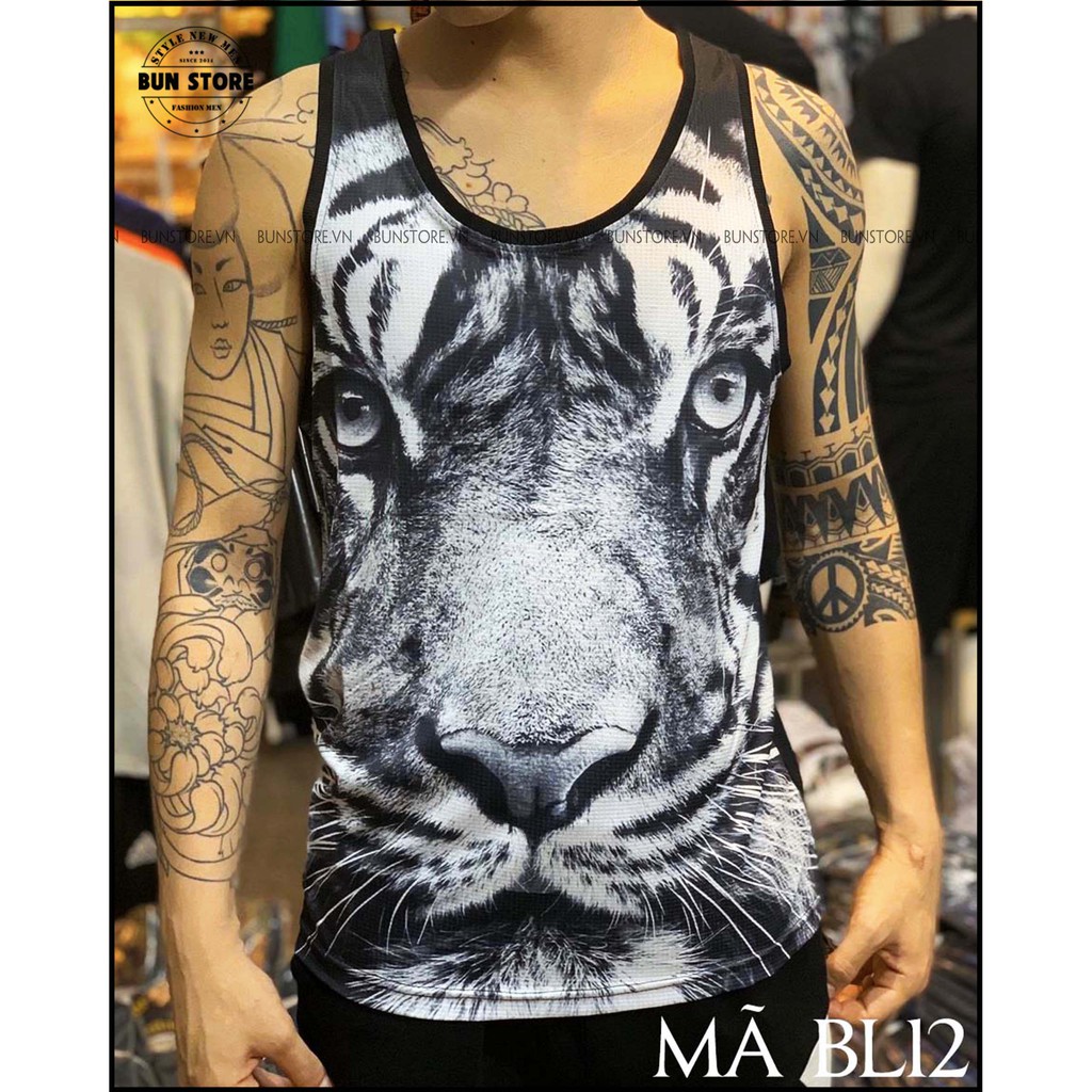 Áo ba lỗ lưới in Hình 3D cao cấp tập GYM, chơi thể thao, áo nhóm đi biển - BunStore
