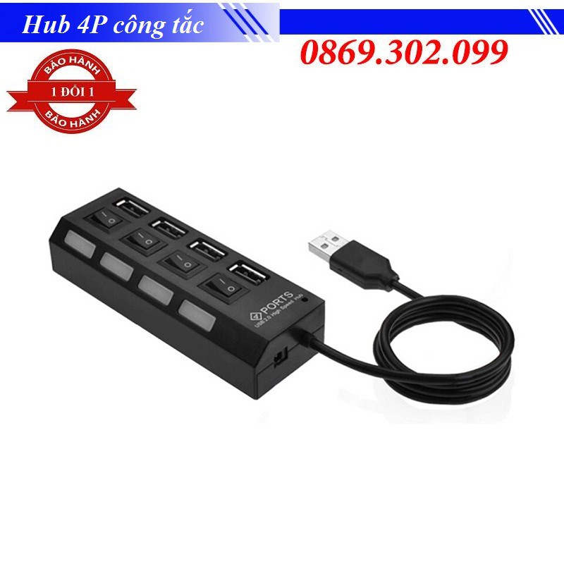 Hub chia 4 cổng USB có công tắc