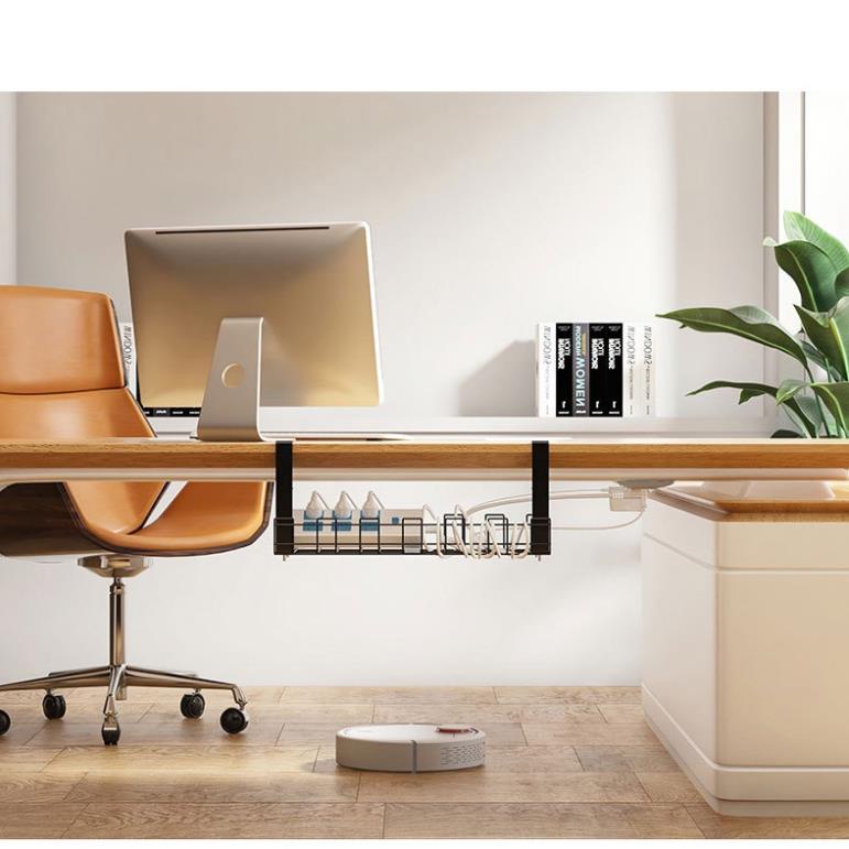 Giá treo đồ 33cm MILASO giá đựng đồ gắn đáy bàn làm việc, bàn học đựng đồ công nghệ, củ sạc đa năng HG-001411