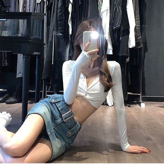 [MURIOKI] Áo Thun Tay Dài Thiết Kế Thắt Nút Độc Đáo Thời Trang Mùa Thu 2022 Cho Nữ