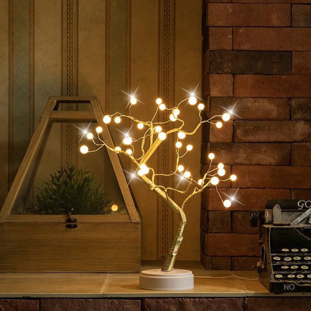 Đèn Ngủ LED Để Bàn Hình Cây Hoa Anh Đào Công Tắc Chạm Chạy Bằng Pin USB / Pin