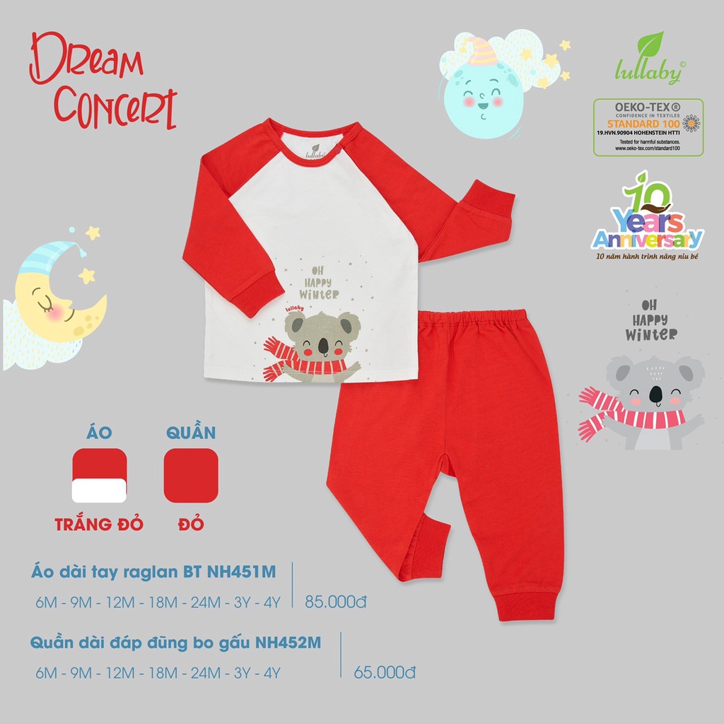 Bộ cài vai dài tay raglan bé trai Lullaby 2022