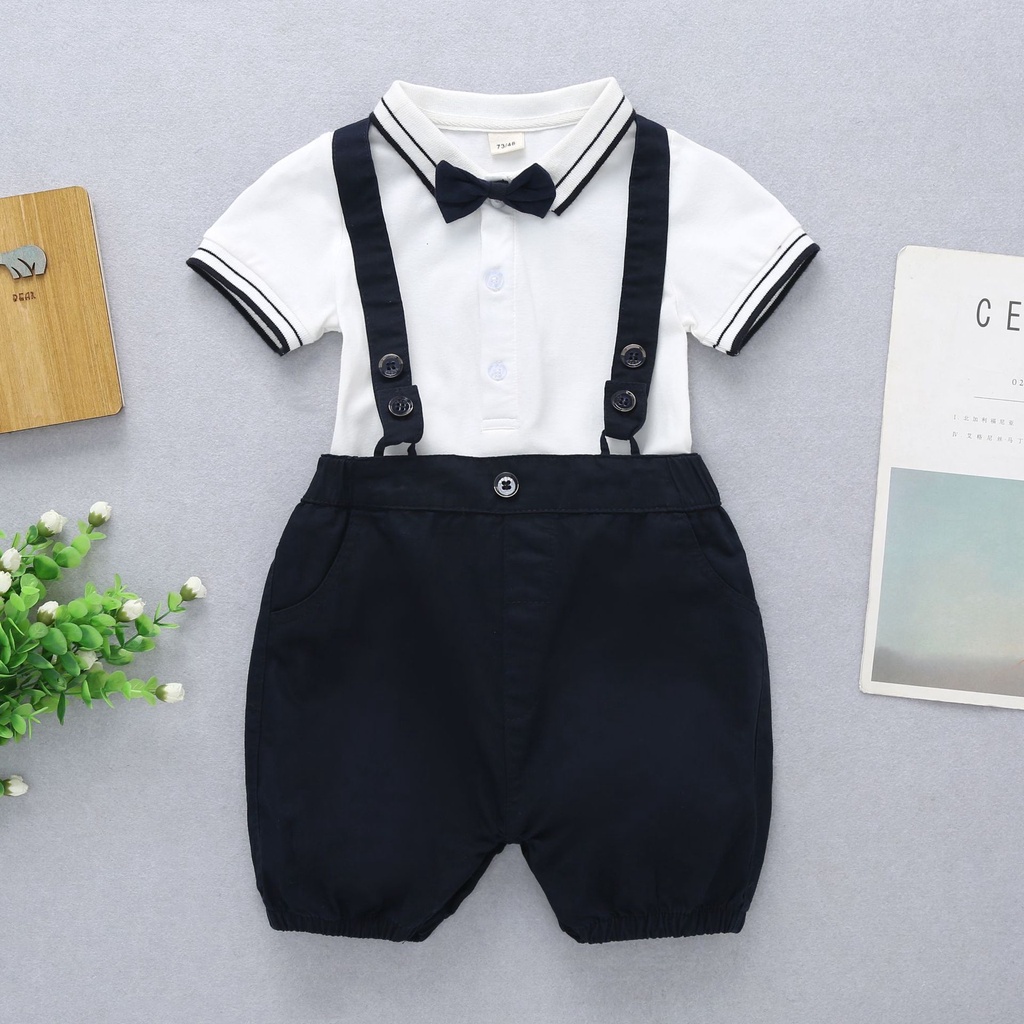 Set công tử áo thun polo trắng dành cho bé trai