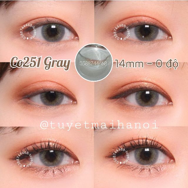 [ Ảnh Thật ] Lens Màu Xám Tây Siêu Êm Siêu Mềm CO251 Gray 14mm Không Giãn Tròng - Kính Áp Tròng Hàn Quốc Vassen Sexy Me