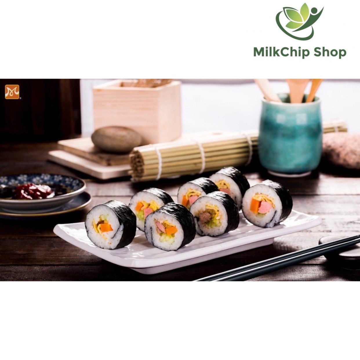 Mành tre cuộn cơm rong biển, cuốn sushi, kimbap tiện dụng kích thước 24x24cm A014