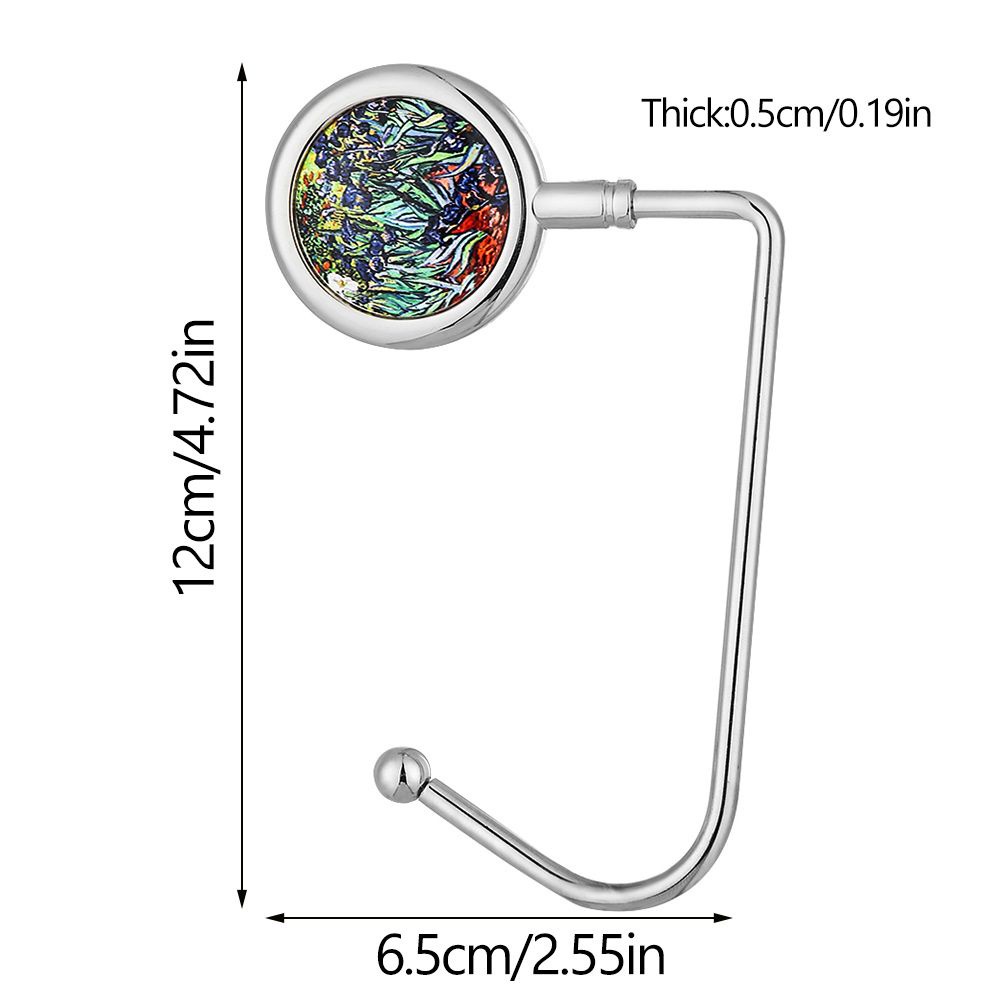 Móc treo túi xách để bàn bằng kim loại họa tiết tranh sơn dầu nhỏ gọn tiện dụng