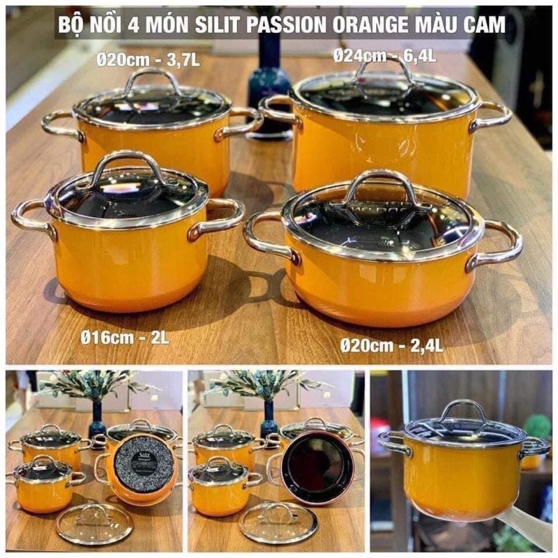 Bộ nồi Silit Silargan Passion Orange 4 nồi 1 quánh