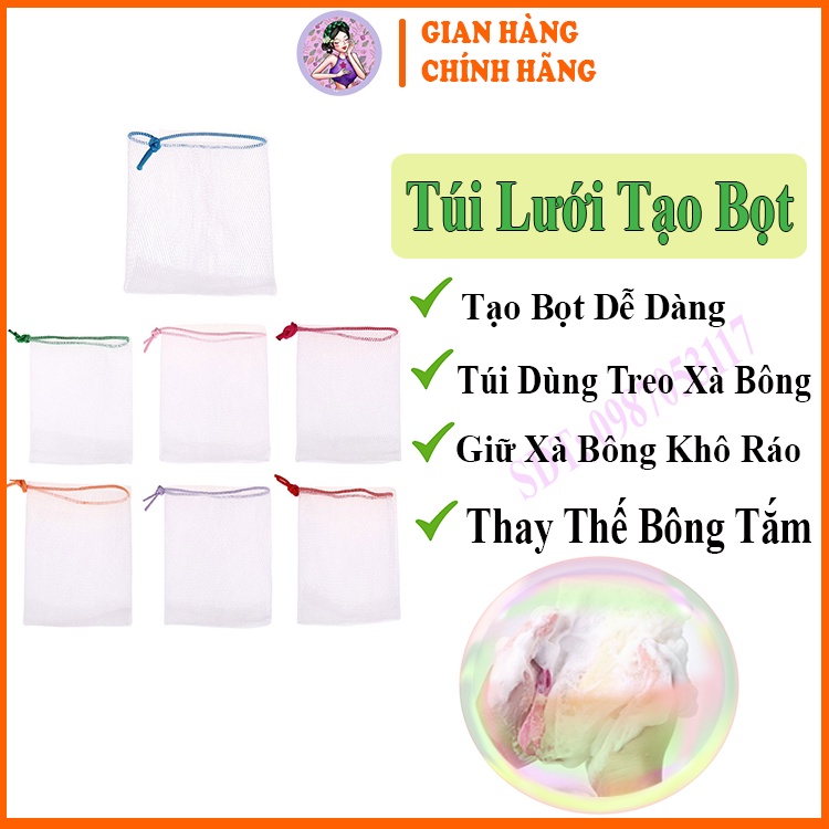 Mộc Nhan Natural, Túi Lưới Đựng Xà Phòng Tạo Bọt Tiện Lợi,Tiemxuongrong, Có Dây Rút Nhiều Màu 15x9 ( loại 2 lớp dày dặn)