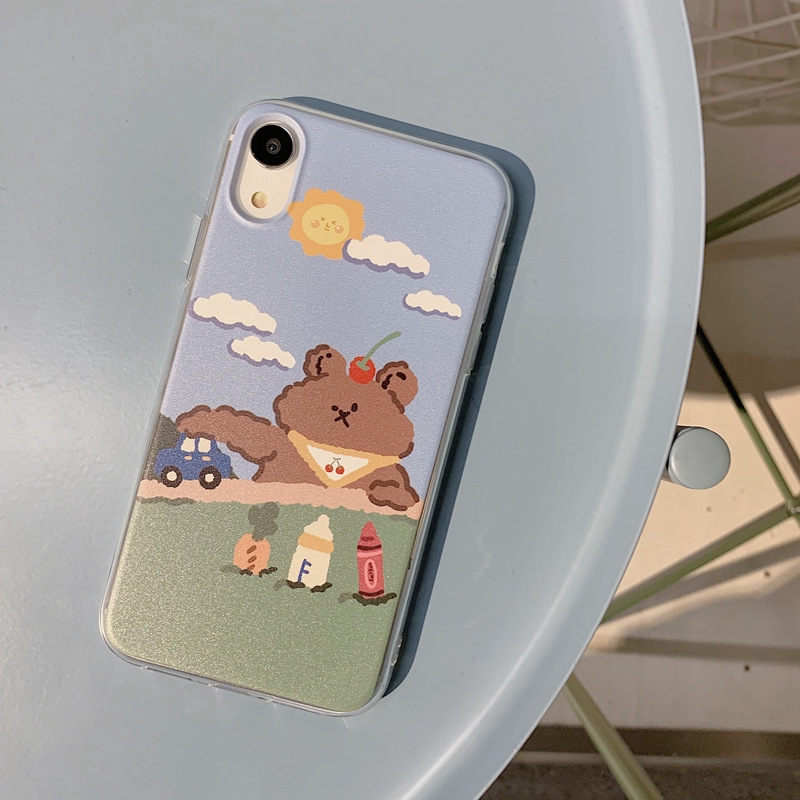 Ốp lưng iphone Ốp Điện Thoại Dẻo Trong Suốt Họa Tiết Gấu teddy Dễ Thương Cho iPhone XS / 6S / 8 iPhone 7plus 14 Dinuo case