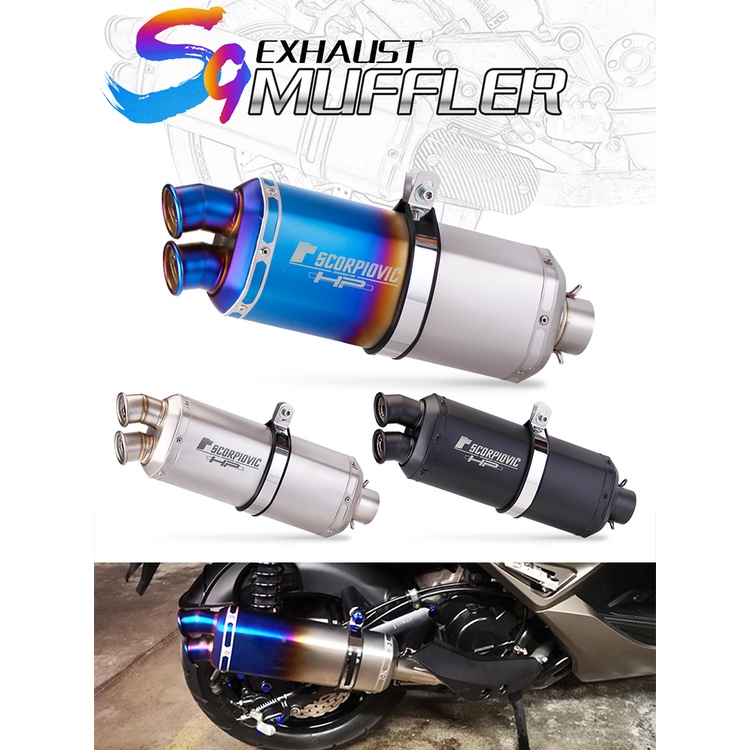 Đa Năng Xe Máy Yoshimura Ống Xả Đôi Ổ Cắm Thoát Đầu Ống Hãm Thanh Cho ER6N Z900 Sửa Đổi Công Tước Nhét 2 Lỗ S9