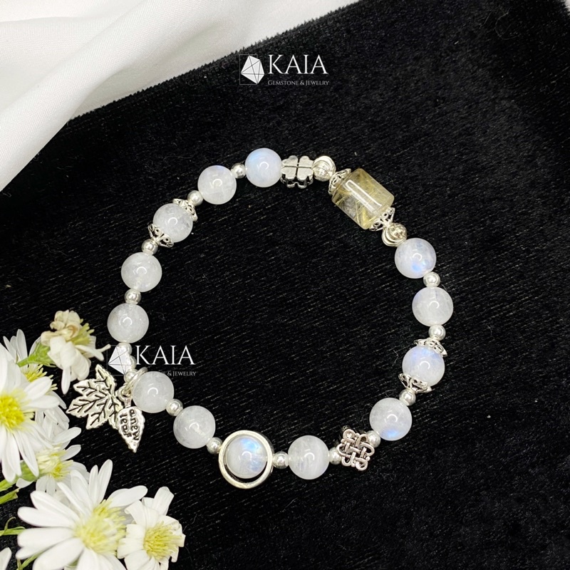 Vòng tay phong thuỷ thiết kế moonstone mix lu thống may mắn bình an - KAIA