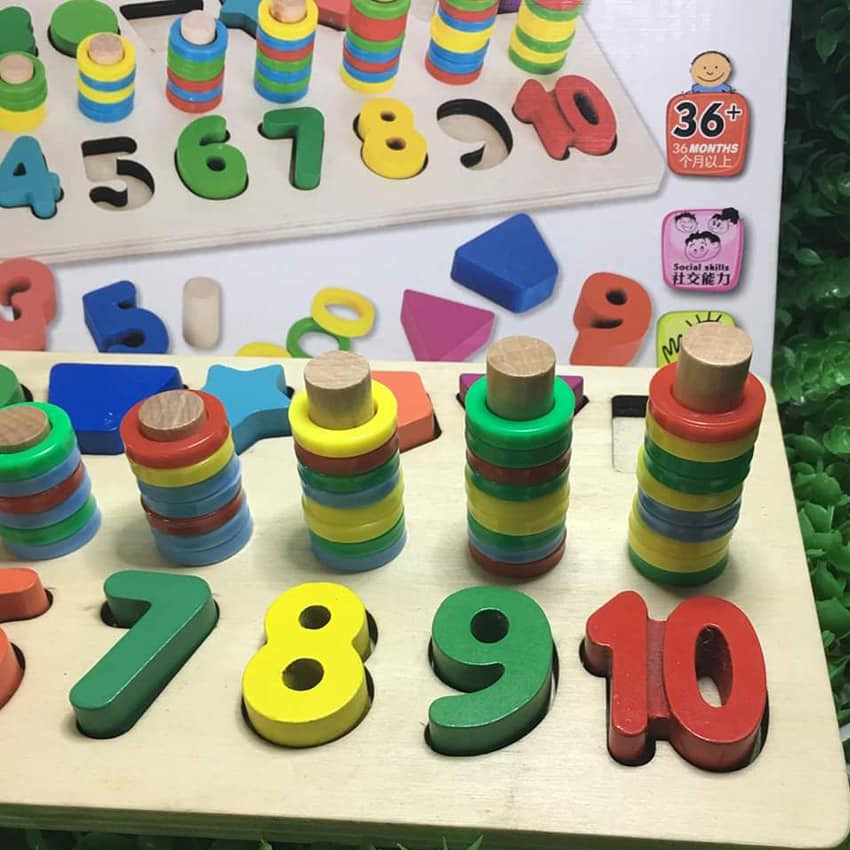 Bộ đồ chơi Bảng chữ số,đếm số lượng và hình khối theo phương pháp Montessori